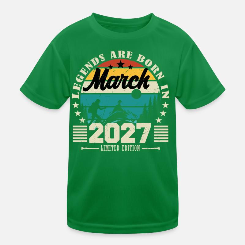 Mars 2027. Cadeau d'anniversaire mars 2027. T-shirt sport Enfant