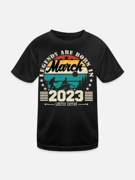 Mars 2023. Cadeau d'anniversaire mars 2023. - T-shirt sport Enfant - noir - Devant