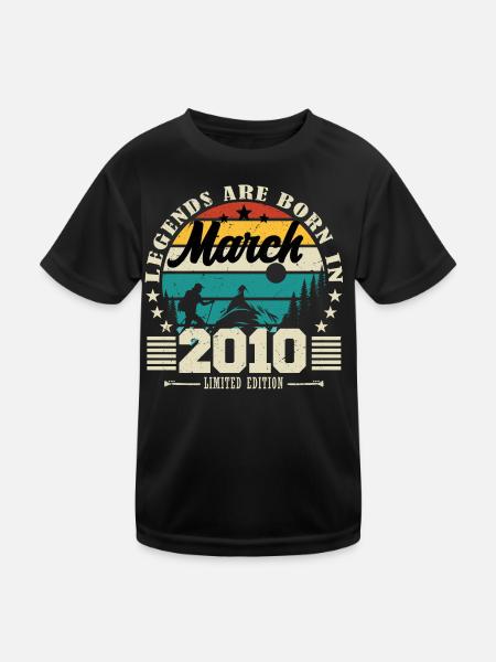 Mars 2010. Cadeau d'anniversaire mars 2010. - T-shirt sport Enfant - noir - Devant