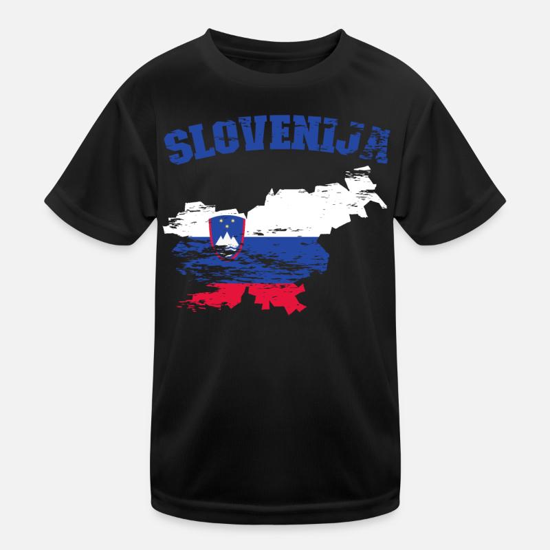 Carte du drapeau de la Slovénie utilisée T-shirt sport Enfant