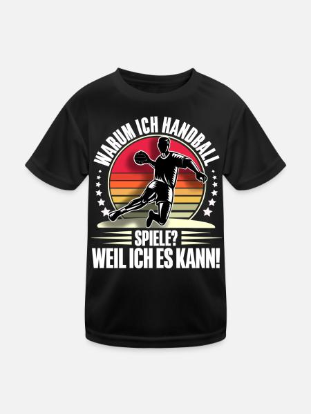 Handball Handballer - Kinder Funktions-T-Shirt - Schwarz - Vorne