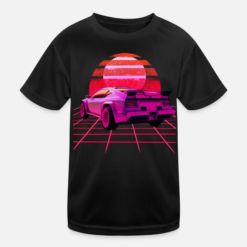 Retro Wave super Car Sunset Kinder Funktions-T-Shirt