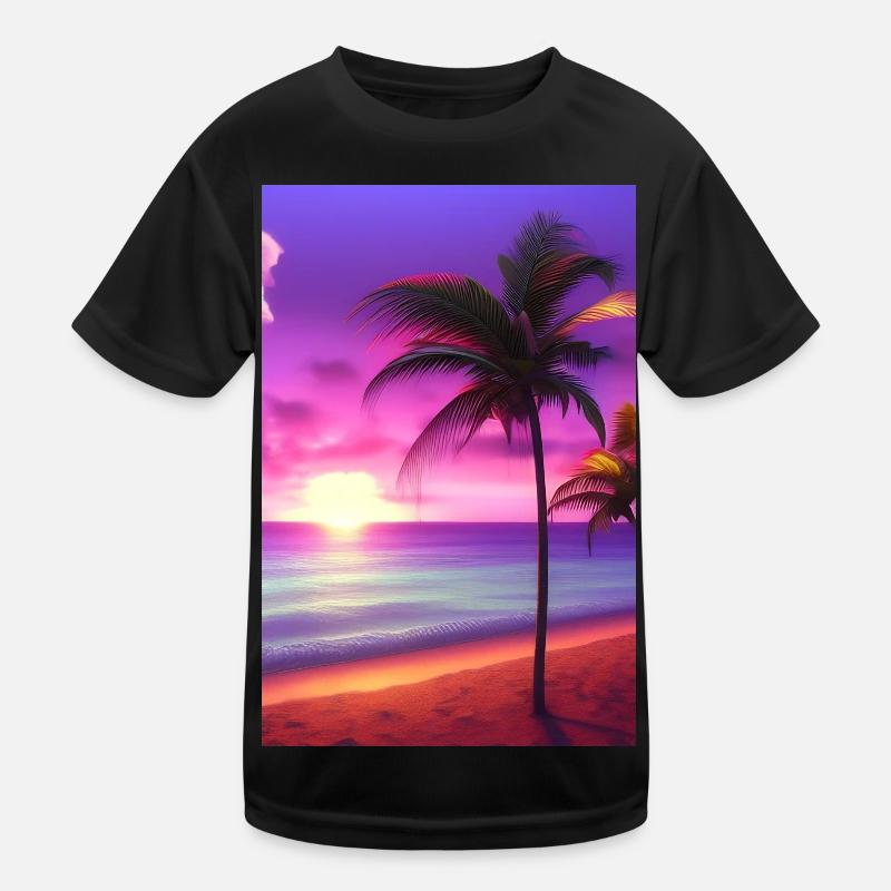 Karibik Palmen Strand Kinder Funktions-T-Shirt