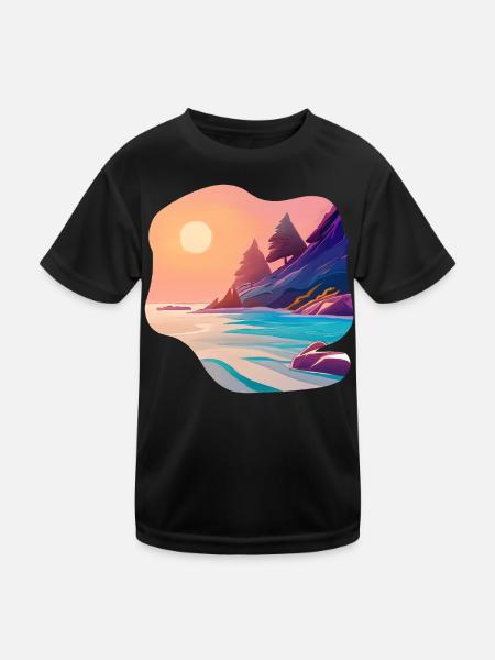 Sunrise Sea Island Holiday - Kids Functional T-Shirt - black - Front