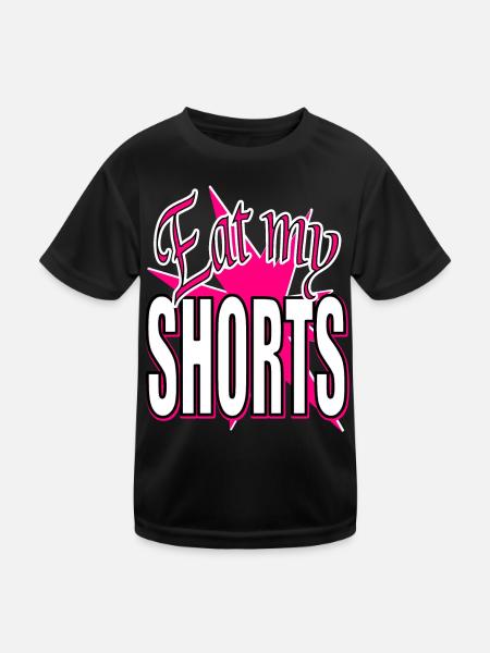 friss meine Shorts - Stern in Pink - Kinder Funktions-T-Shirt - Schwarz - Vorne