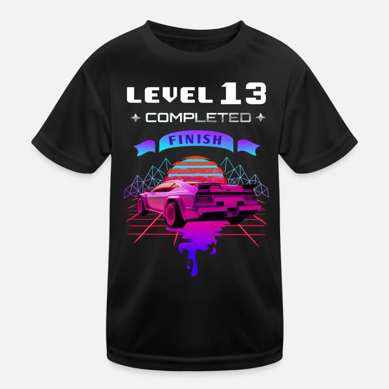 Level 13 completed 13th Birthday Retro Wave Kids Functional T-Shirt
