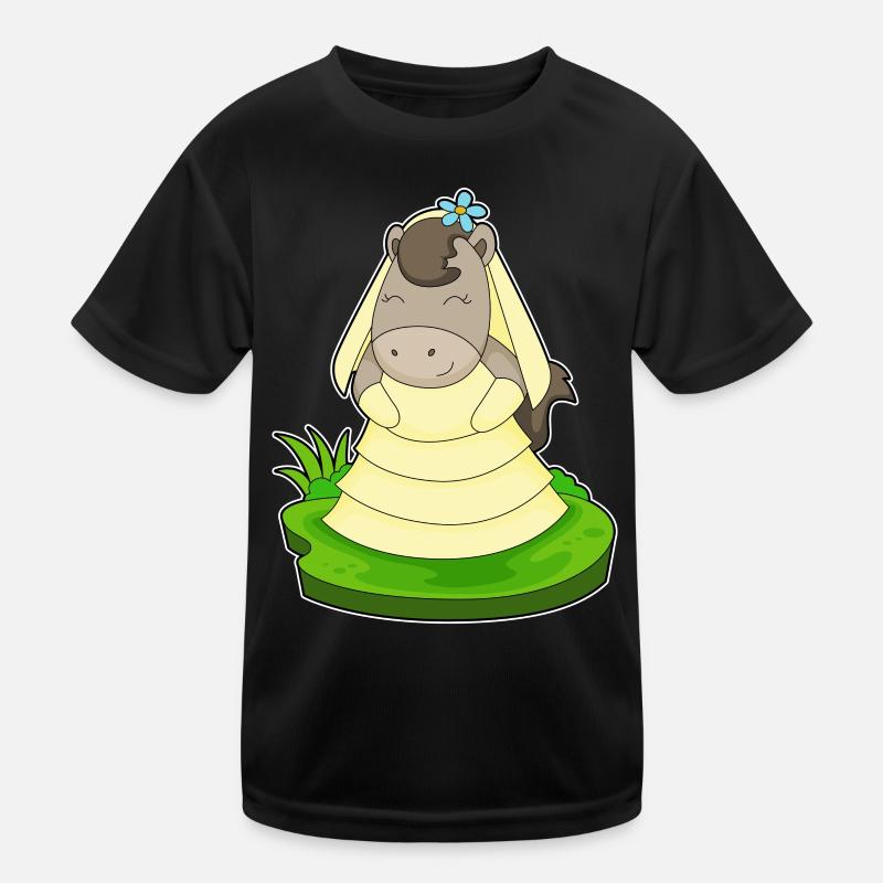 Pferd Braut Schleier Hochzeit Kinder Funktions-T-Shirt
