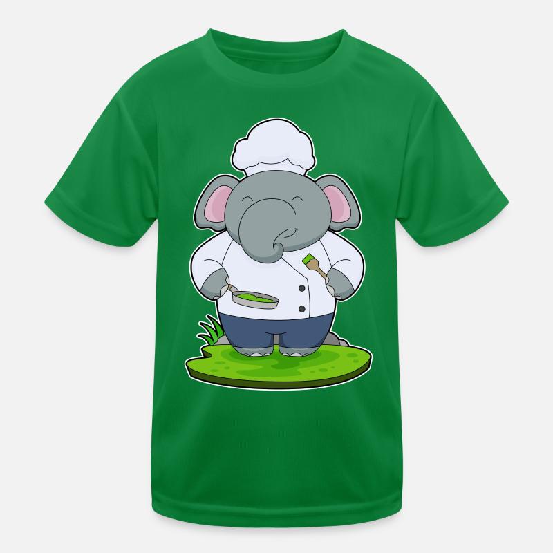 Elefant Koch Pfanne Kochen Kinder Funktions-T-Shirt