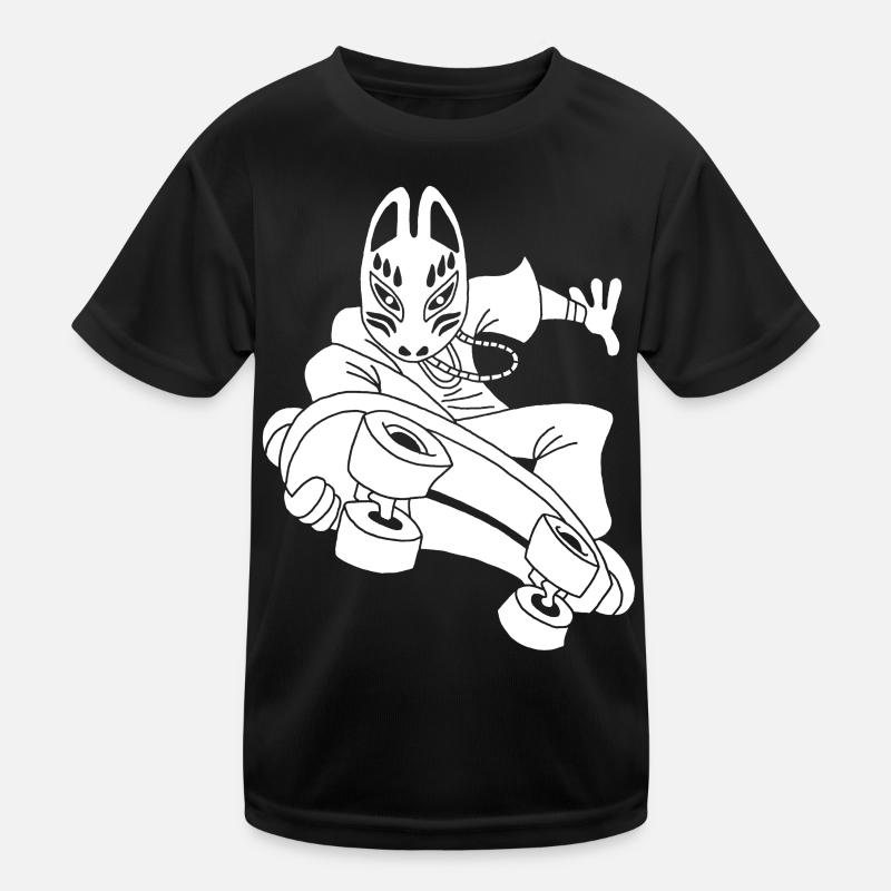Strange white fox on skateboarding Kids Functional T-Shirt