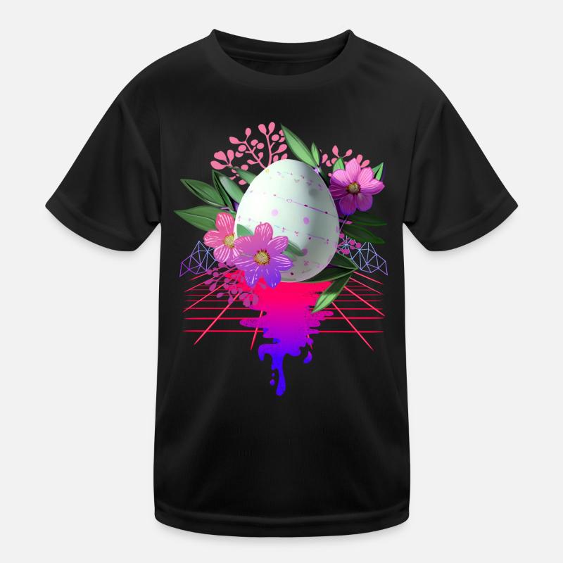 Osterei Blumen Kunst Retro Wave Kinder Funktions-T-Shirt