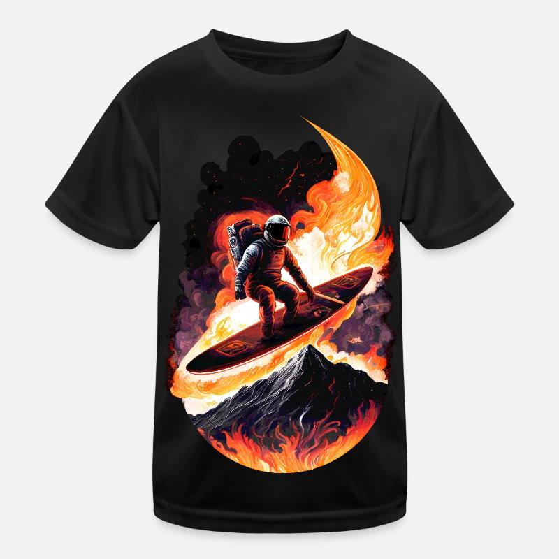 Surfender Astronaut Kinder Funktions-T-Shirt