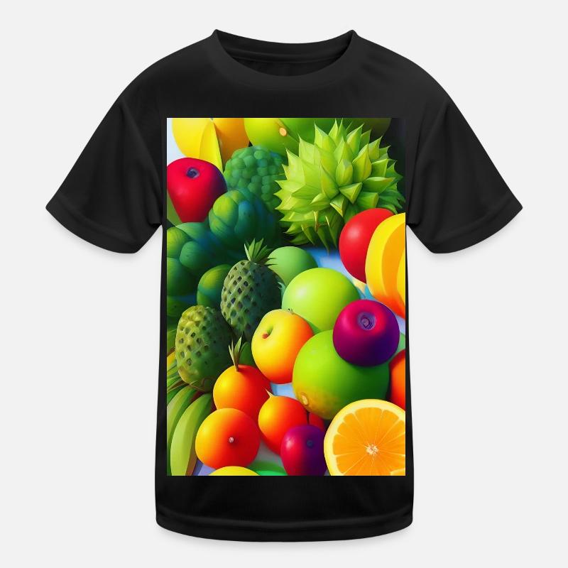 Früchte - Kinder Funktions-T-Shirt - Schwarz