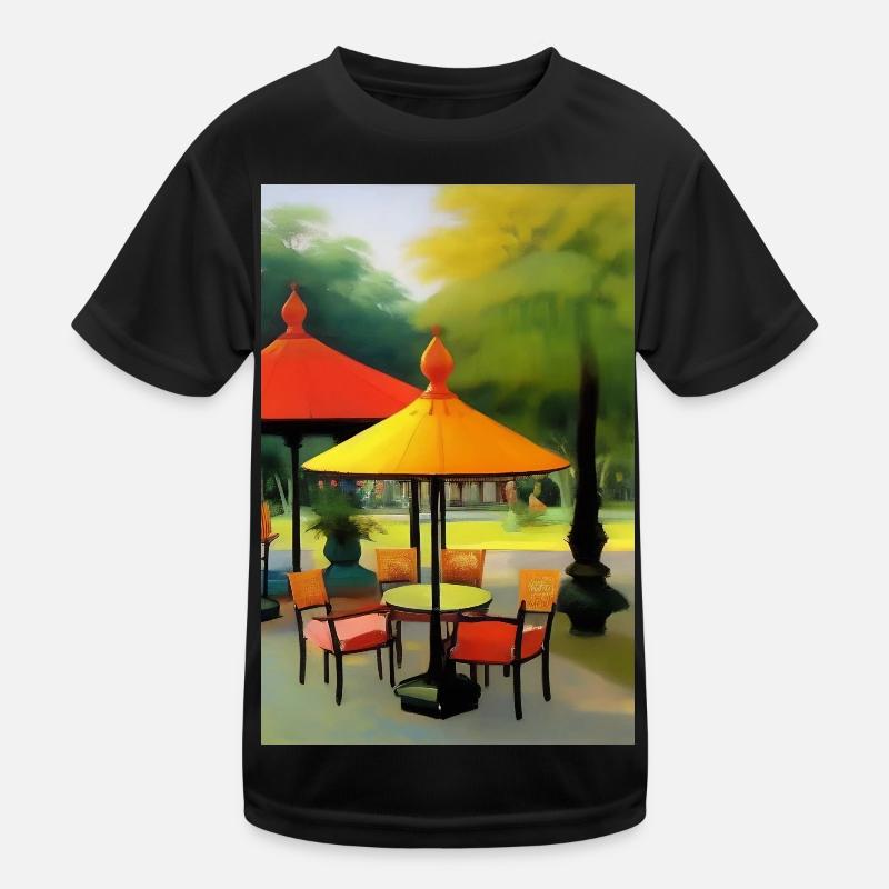 Outdoor Asian Cafe Kids Functional T-Shirt