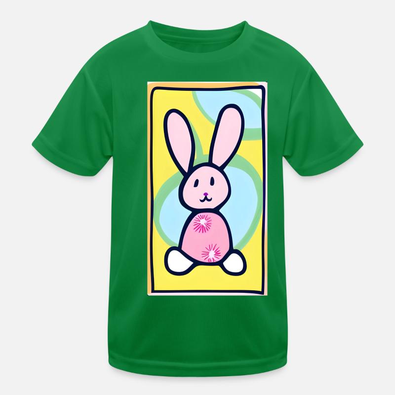 Pastel Bunny Easter Bunny on Yellow Background Kids Functional T-Shirt