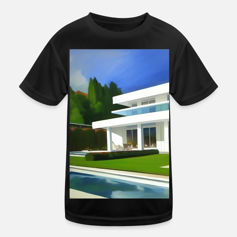 White villa with pool Kids Functional T-Shirt