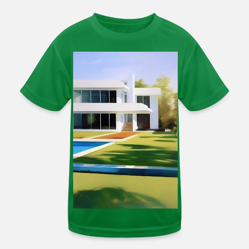 Weiße Villa mit Pool Kinder Funktions-T-Shirt