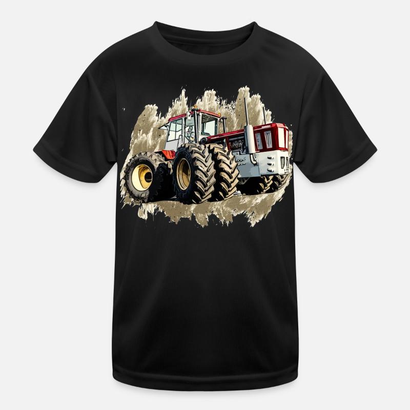 Traktor Gigant - Kinder Funktions-T-Shirt - Schwarz