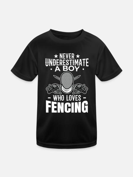 Never underestimate a fencer boy - Kids Functional T-Shirt - black