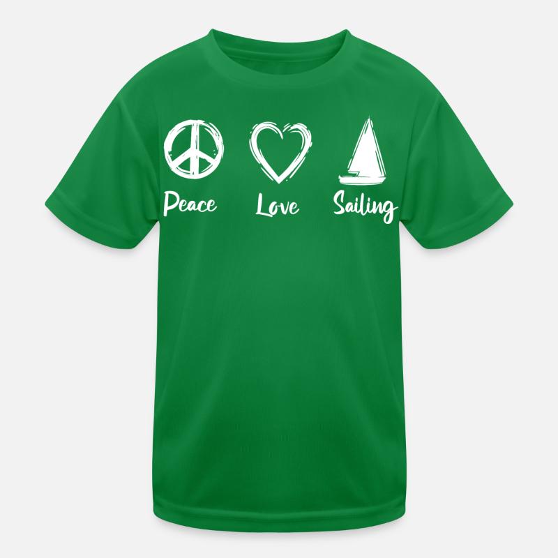 Peace Love Sailing Kinder Funktions-T-Shirt