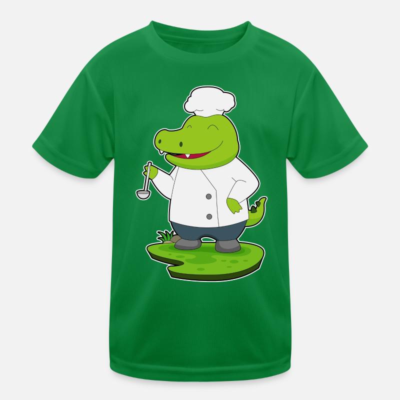 Krokodil Koch Kochlöffel Kochen Kinder Funktions-T-Shirt