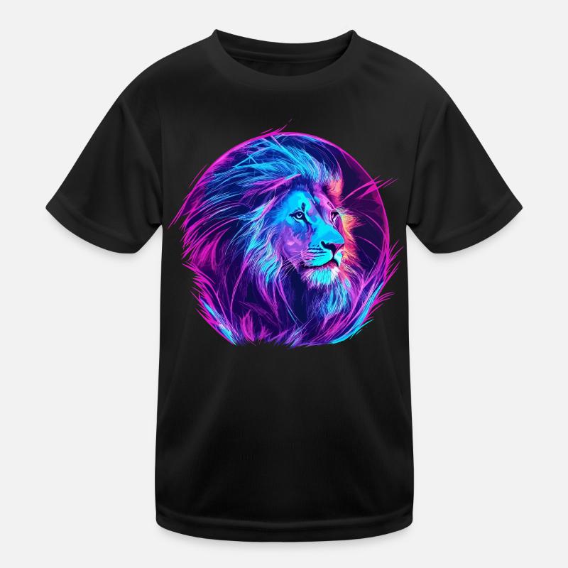 Lion Vaporwave EDM Kids Functional T-Shirt