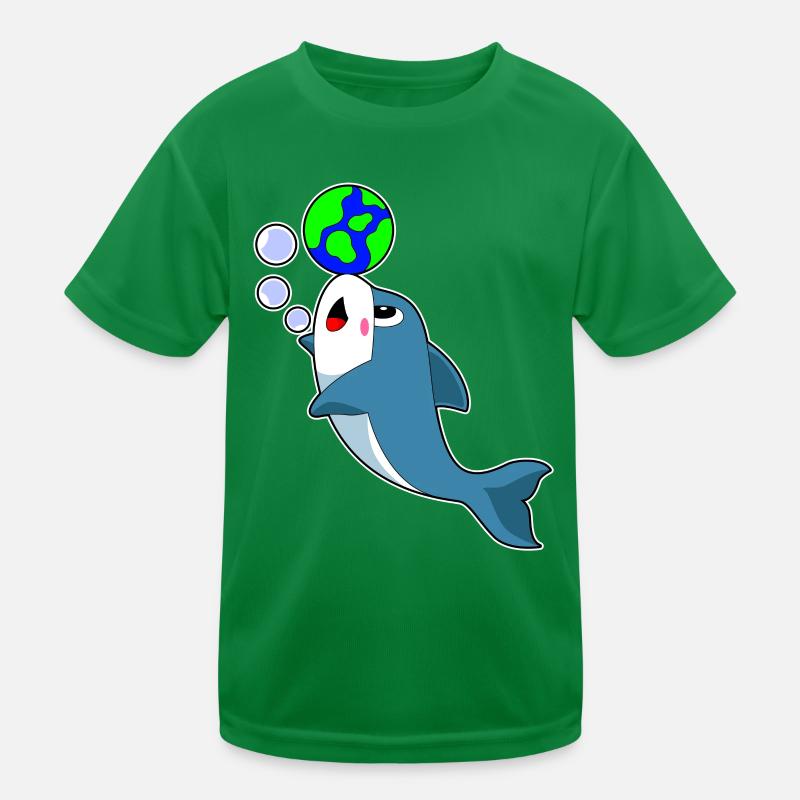Dolphin Earth Globe Kids Functional T-Shirt