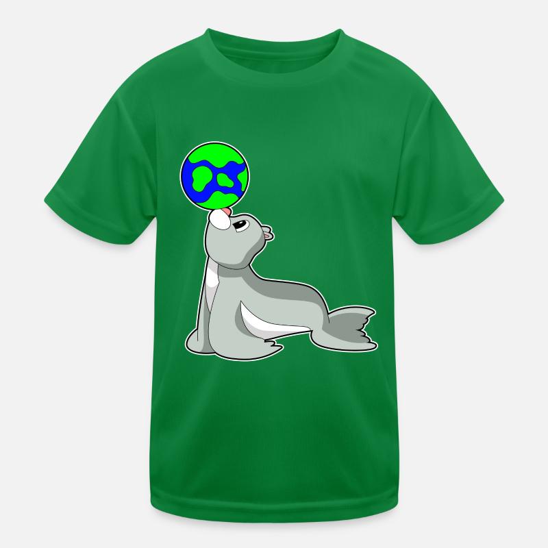 Seehund Erdkugel Kinder Funktions-T-Shirt