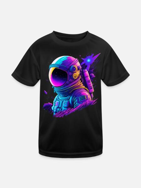 Synthwave Astronaute Space Explorer - T-shirt sport Enfant - noir