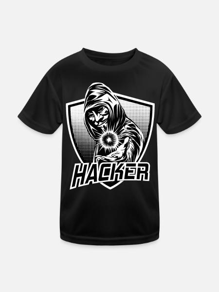 HACKER - Kinder Funktions-T-Shirt - Schwarz