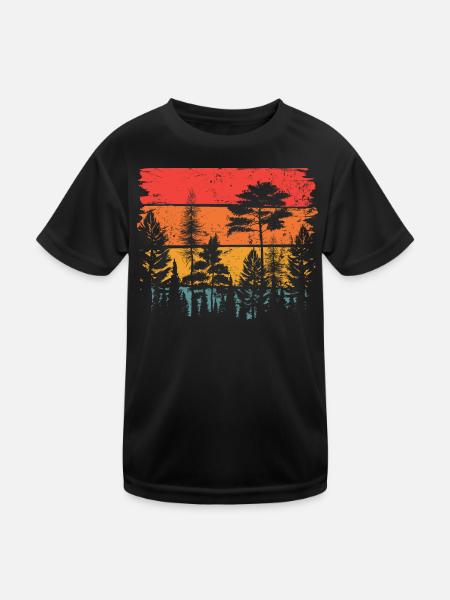 In the woods at sunrise - Kids Functional T-Shirt - black - Front