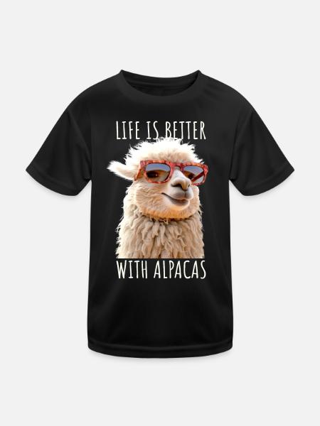 Alpaca Life Is Better With Alpacas Lama Alpacas - Kids Functional T-Shirt - black - Front