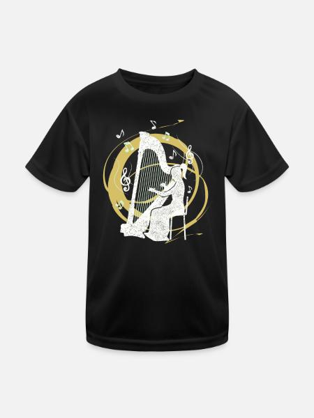 Harfenspielerin Harfe - Kinder Funktions-T-Shirt - Schwarz