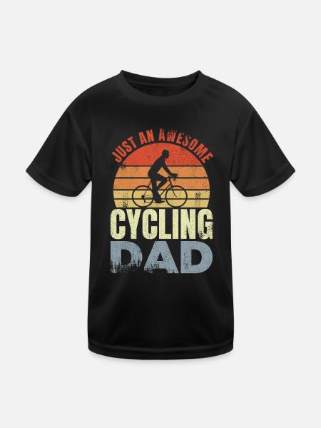 Fahrradfahrer Papa - Kinder Funktions-T-Shirt - Schwarz - Vorne