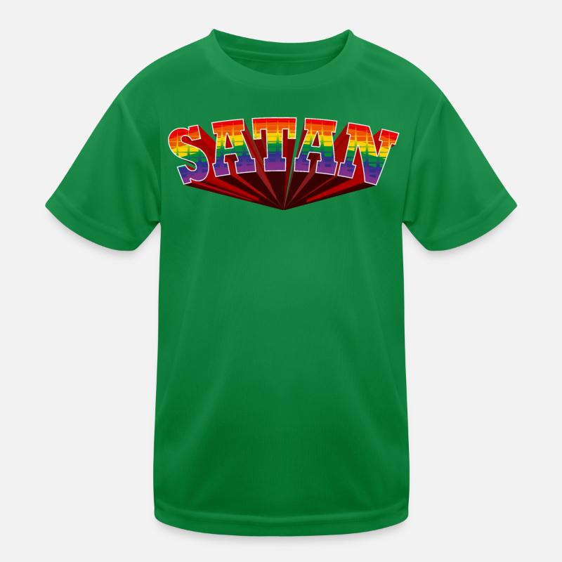 Satan Regenbogen Text Kinder Funktions-T-Shirt