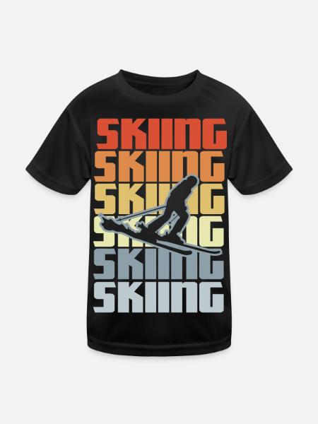 Skigebiet - Kinder Funktions-T-Shirt - Schwarz - Vorne