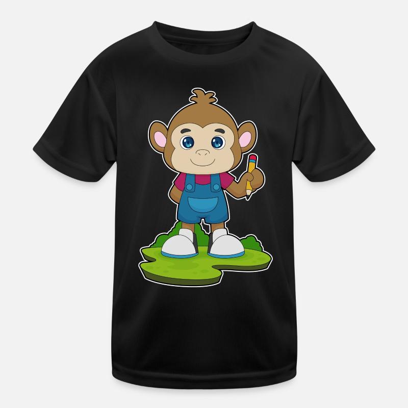 Monkey Student Pencil School Kids Functional T-Shirt