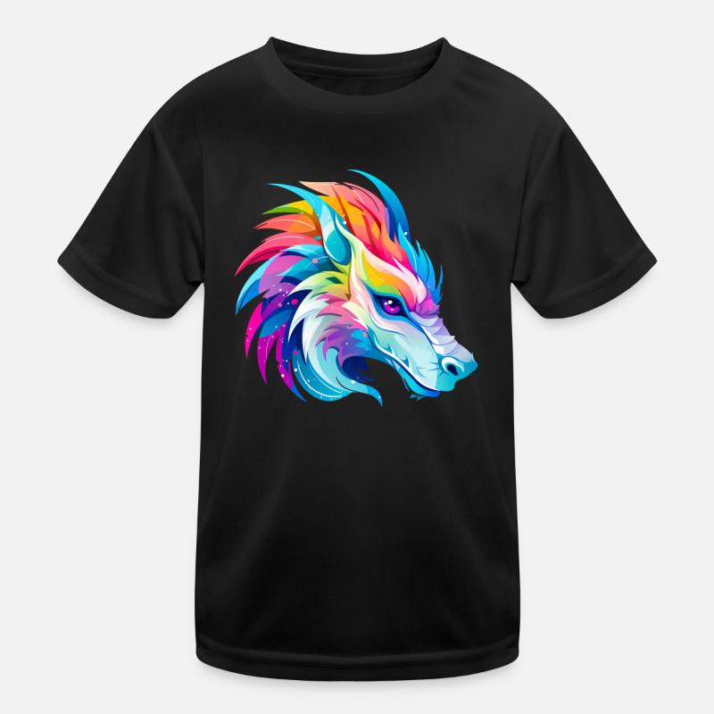 Regenbogen Drache Kopf Kinder Funktions-T-Shirt