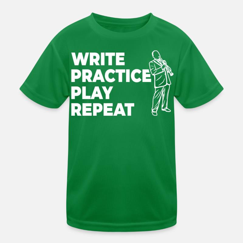 Writing, practicing, playing, repeating Kids Functional T-Shirt