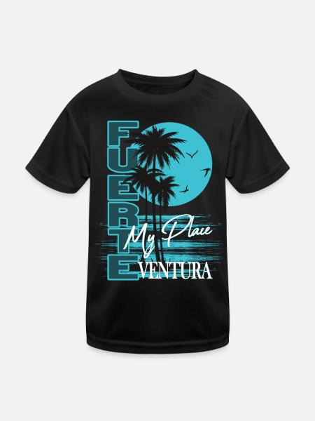 Fuerteventura Palm Sunset My Place Shirt - Kinder Funktions-T-Shirt - Schwarz