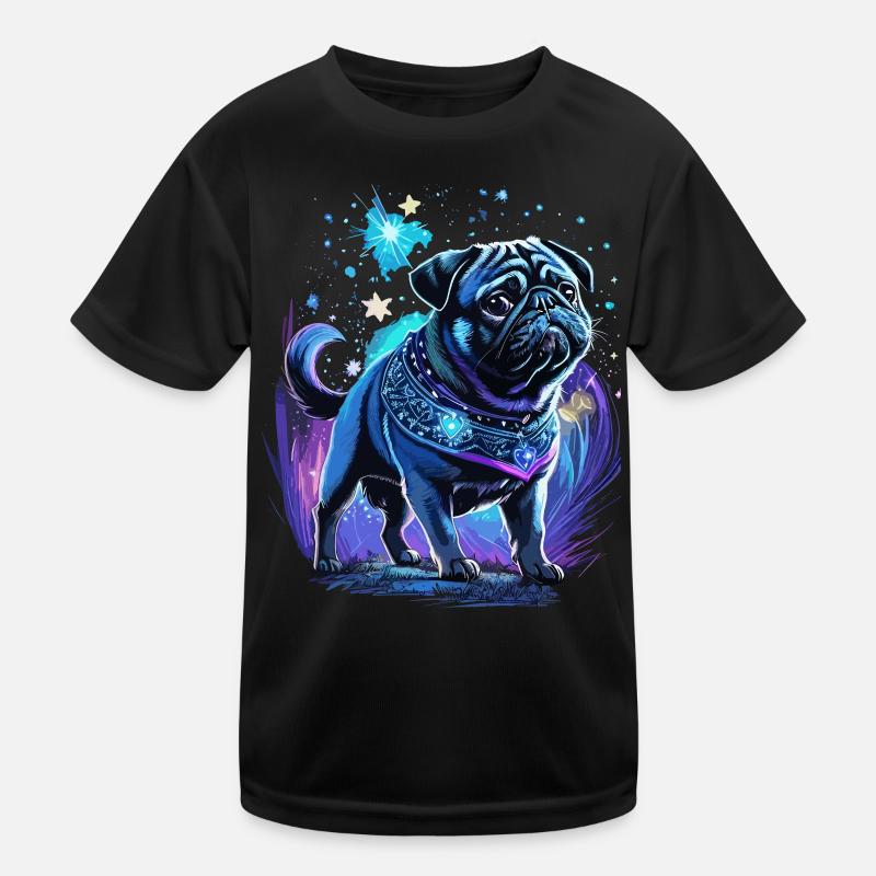 Midnight Magic Pug Dog Kids Functional T-Shirt