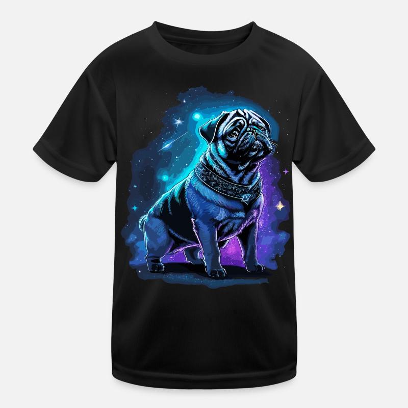 Neon Pug Dog Midnight Magic Kids Functional T-Shirt