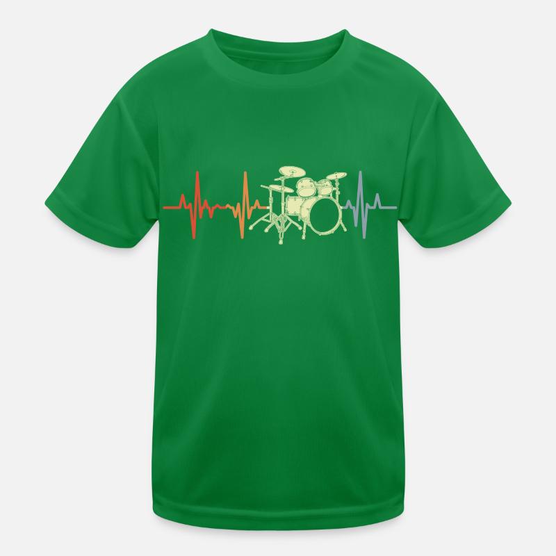 Drummer EKG Herzklopfen Kinder Funktions-T-Shirt
