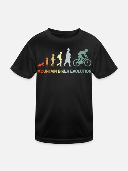 Mountain Biker Evolution - Kids Functional T-Shirt - black - Front