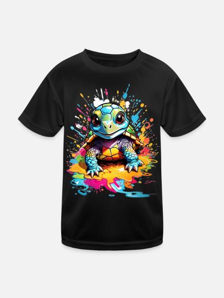 Schildkröte - Kinder Funktions-T-Shirt - Schwarz