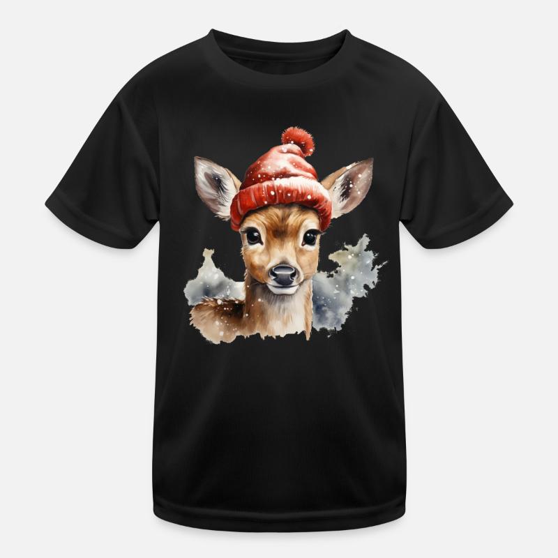 Rehkitz mit Mütze Kinder Funktions-T-Shirt