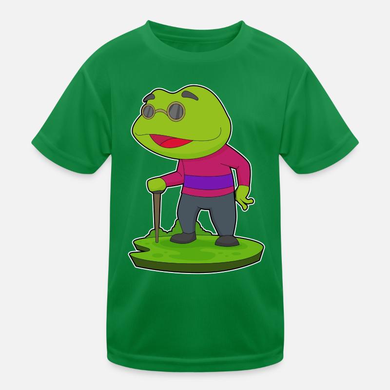 Frog Pensioner Walking Stick Kids Functional T-Shirt