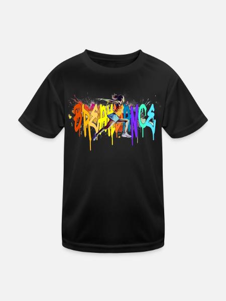 Breakdance Girl Bgirl B-Girl - Kinder Funktions-T-Shirt - Schwarz - Vorne
