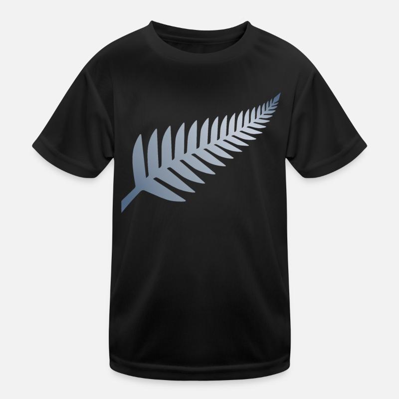 Neuseeländischer Silberfarn - Kinder Funktions-T-Shirt - Schwarz