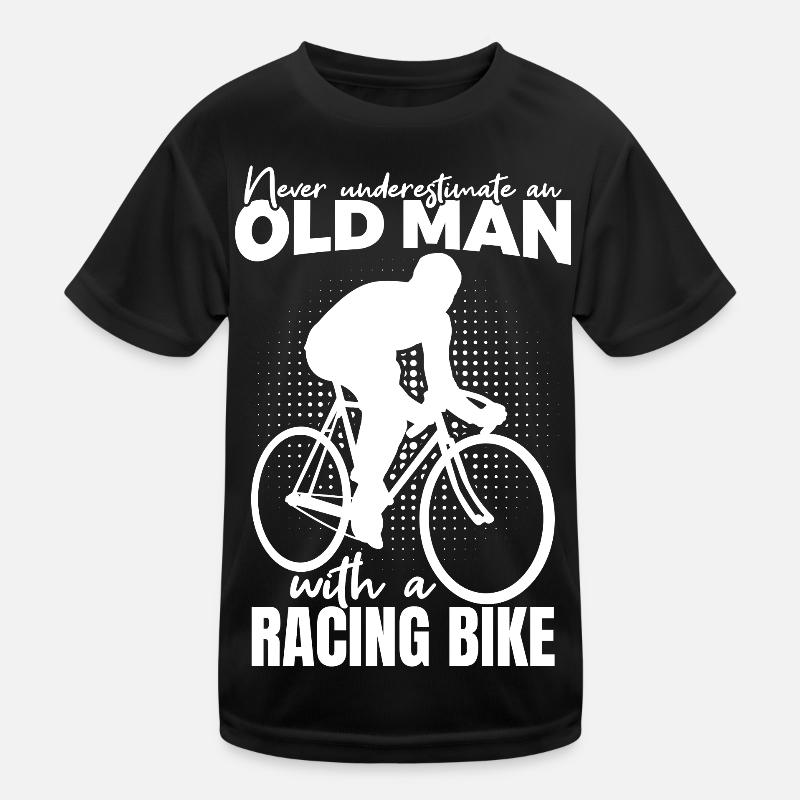 Radfahrer Großvater - Kinder Funktions-T-Shirt - Schwarz