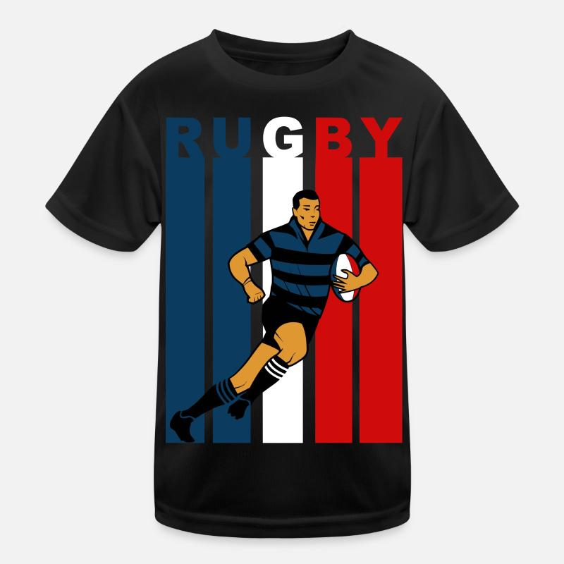 Rugbyspieler auf dreifarbigem Hintergrund Kinder Funktions-T-Shirt